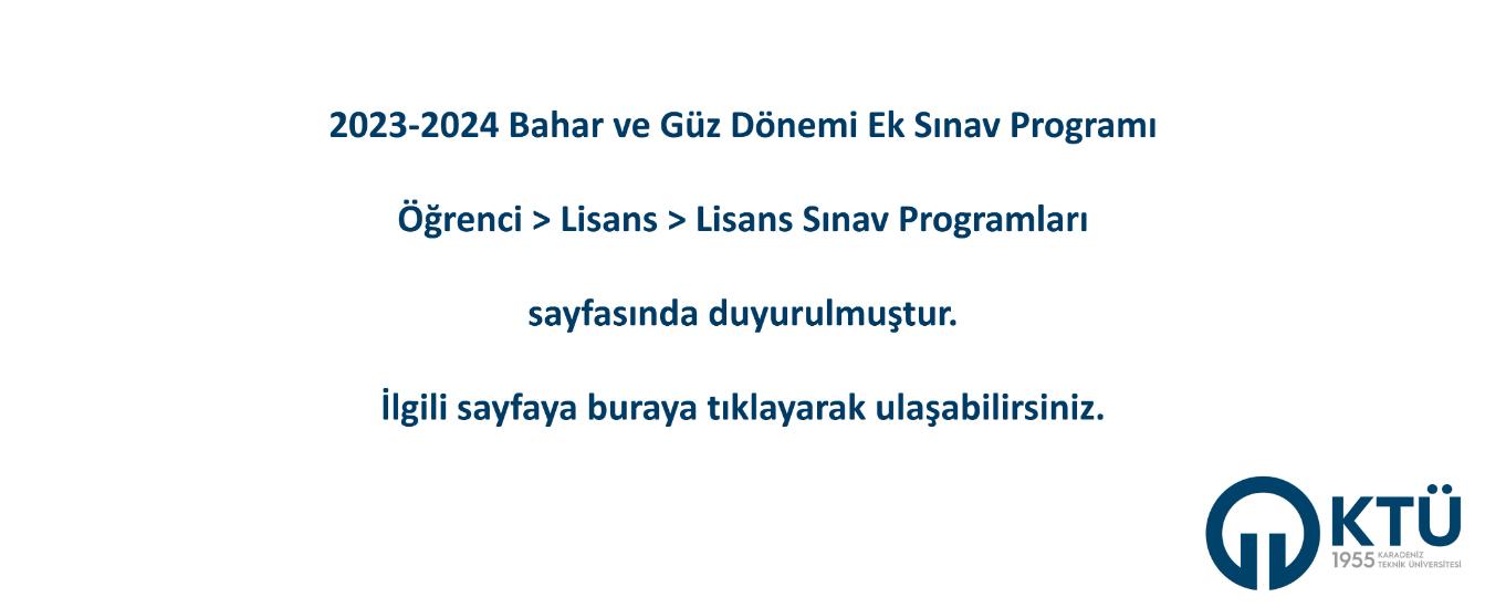 2023-2024 Ek Sınav Programı duyurusu