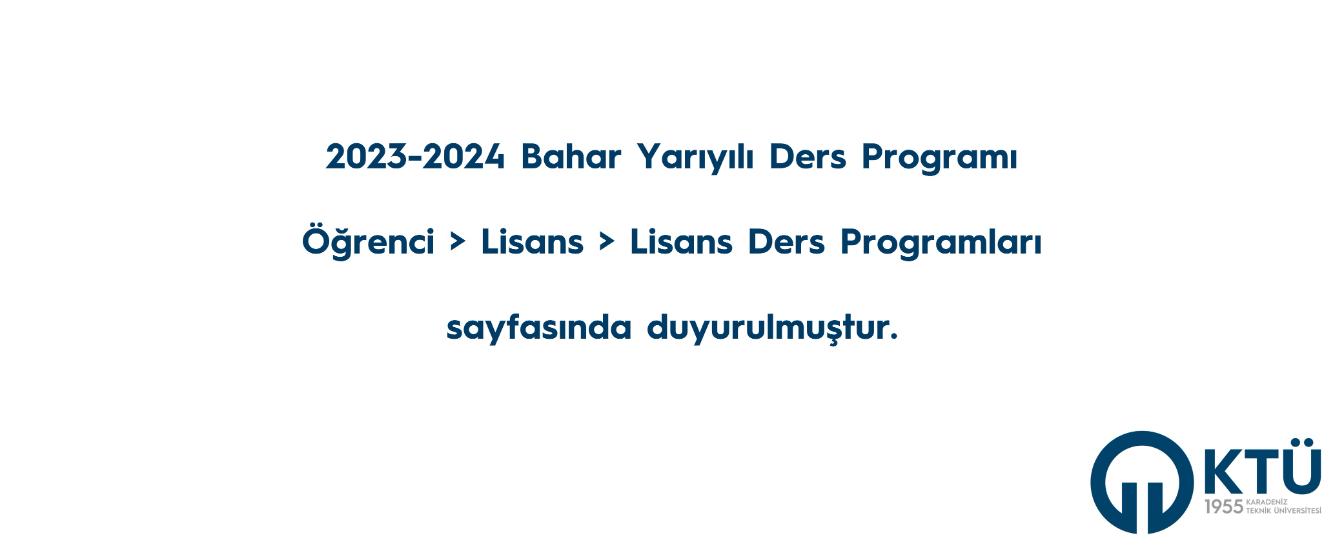 2023-2024 Bahar Yarıyılı Ders Programı