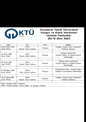02-10 Ekim 2021 Haftalık Kültürel Faaliyetler