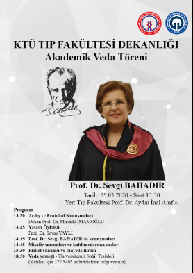 Prof. Dr. Sevgi BAHADIR'ın Akademik Veda Töreni