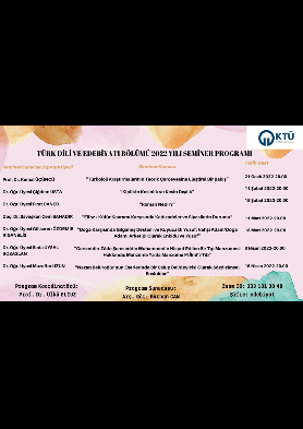 Türk Dili ve Edebiyatı Bölümü 2022 Seminer Programı