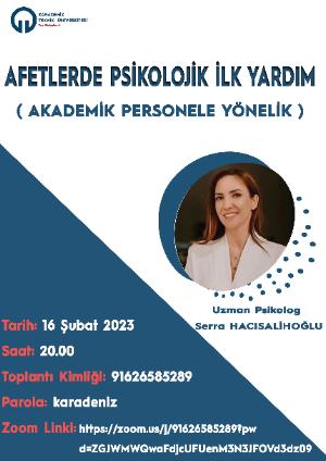 Afetlerde Psikolojik İlk Yardım