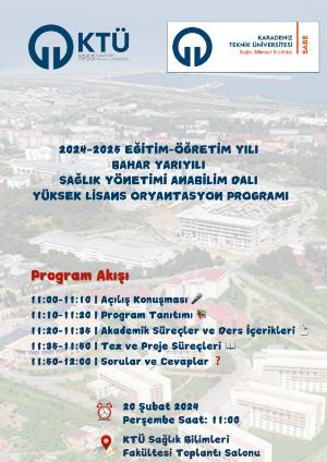 Sağlık Yönetimi 2024-2025 Bahar Y.Lisans Oryantasyon Programı