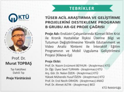 Prof. Dr. Murat TOPBAŞ'a TÜSEB Proje Desteği