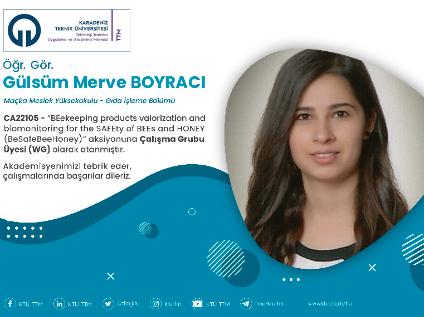 Öğr. Gör. Gülsüm Merve BOYRACI COST Programına Çalışma Grubu Üyesi (WG) Olarak Atandı