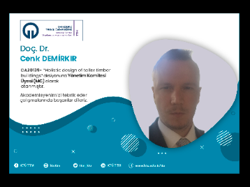 Doç.Dr. Cenk DEMİRKIR COST Programına Yönetim Komitesi Üyesi (MC) Olarak Atandı