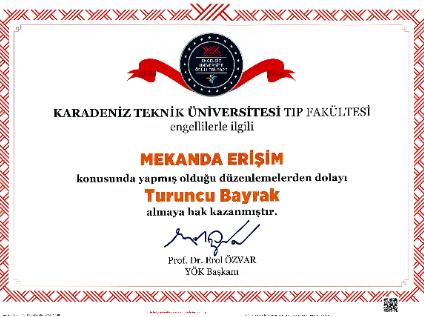 Fakültemiz, Engelsiz Üniversite Ödüllerinde Turuncu Bayrak ile Ödüllendirildi