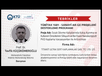 Prof. Dr. Tevfik KÜÇÜKÖMEROĞLU'nun TÜBİTAK-1501 Projesi Kabul Edildi