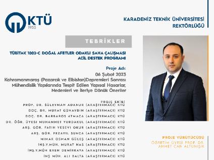 Prof. Dr. Ahmet Can ALTUNIŞIK'a TÜBİTAK Proje Desteği