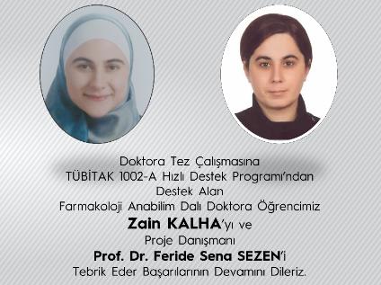 Öğrencimiz Zain KALHA'nın doktora tez çalışması TÜBİTAK 1002-A Kapsamında desteklendi. 