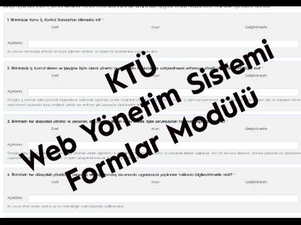 KTÜ Web Yönetim Sistemi Formlar Modülü Kullanıma Açılmıştır