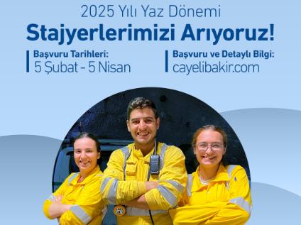 Çayeli Bakır İşletmeleri 2025 Yılı yaza dönemi staj başvuruları başlamıştır. 