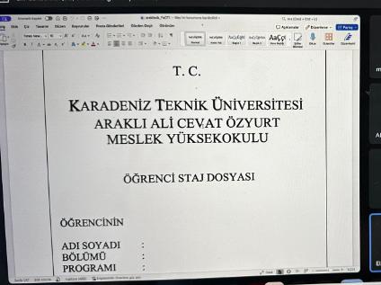 Yapay Zeka Operatörlüğü Programı Staj Bilgilendirme Toplantısı