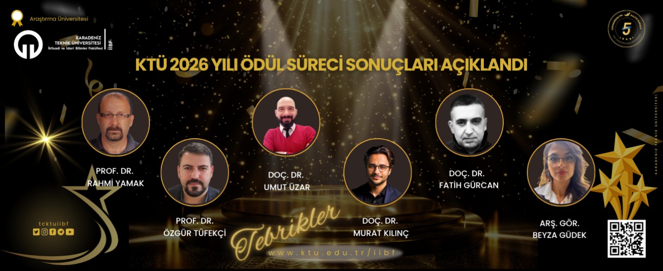 Bölümümüz Öğretim Üyesi Doç. Dr. Umut ÜZAR'a ödül