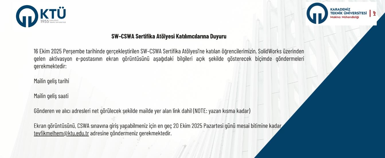 SW-CSWA Sertifika Atölyesi Katılımcılarına Duyuru