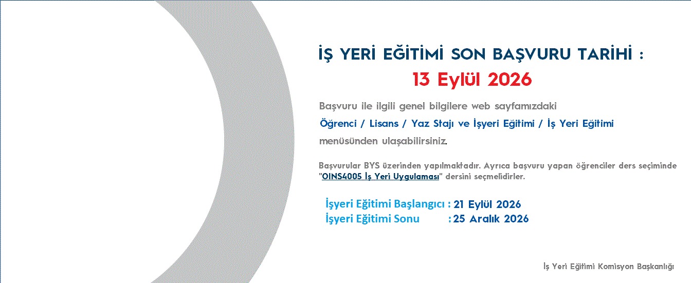 İşyeri Eğitimi Son başvuru tarihi
