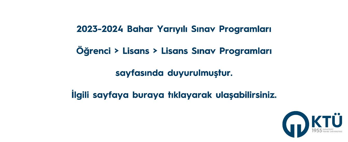 2023-2024 Bahar Yarıyılı Sınav Programları